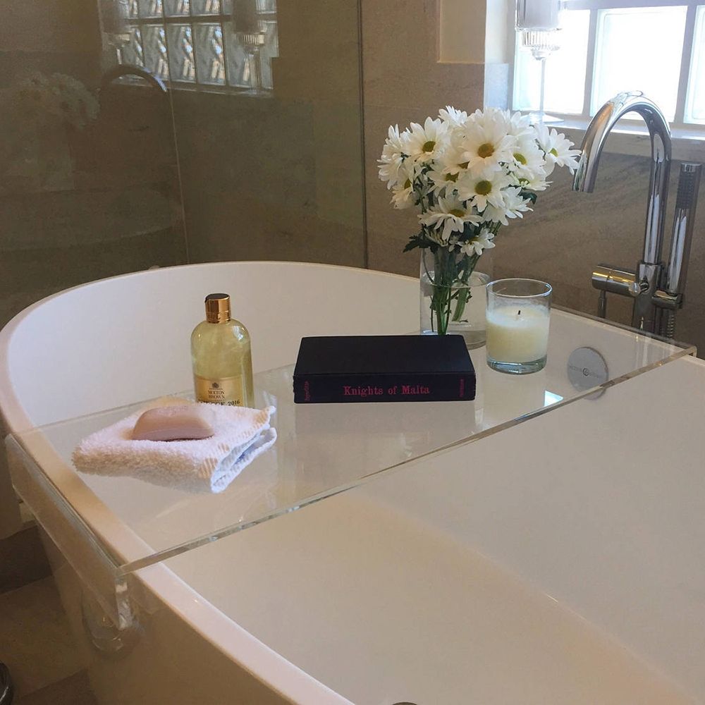 Acrylic Bathtub Tray Clear Bathroom Caddy Shelf