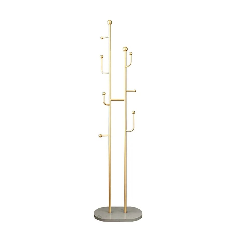 67" Modern Chic Metal Freestanding Coat Rack Marble Base in Gold