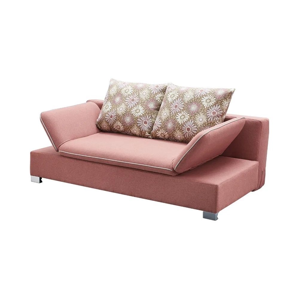 Full Sleeper Sofa Pink Upholstered Convertible Sofa with Storage 3 Function