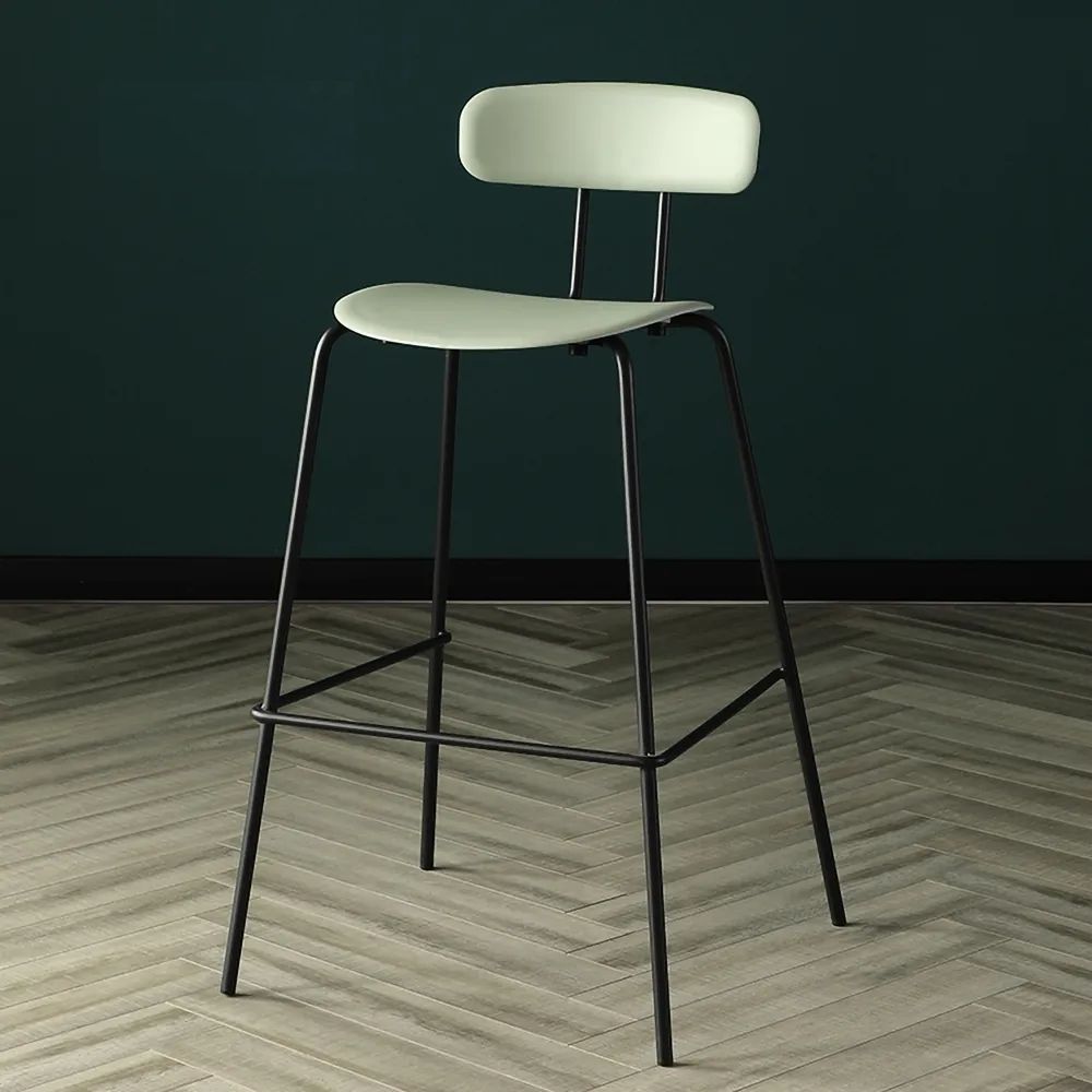Green Counter Height Bar Stool PP Plastic Counter Stool with Footrest Metal