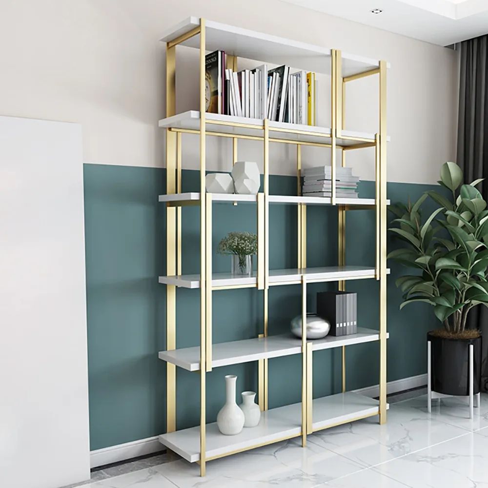Modern Standing Etagere Bookshelf in Metal & Wood