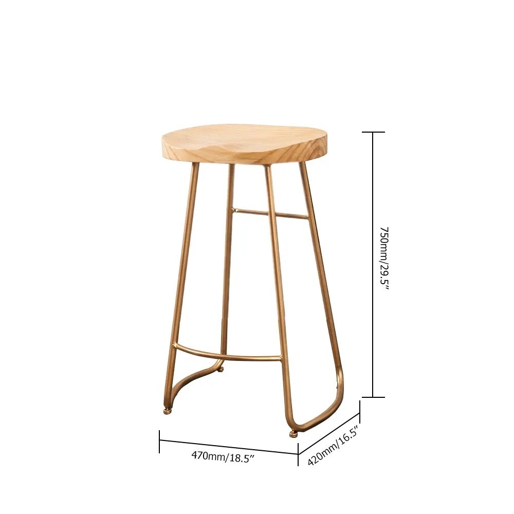 Modern Nature 29.5" Pine Wood and Metal Bar Stool Conter Stool with
