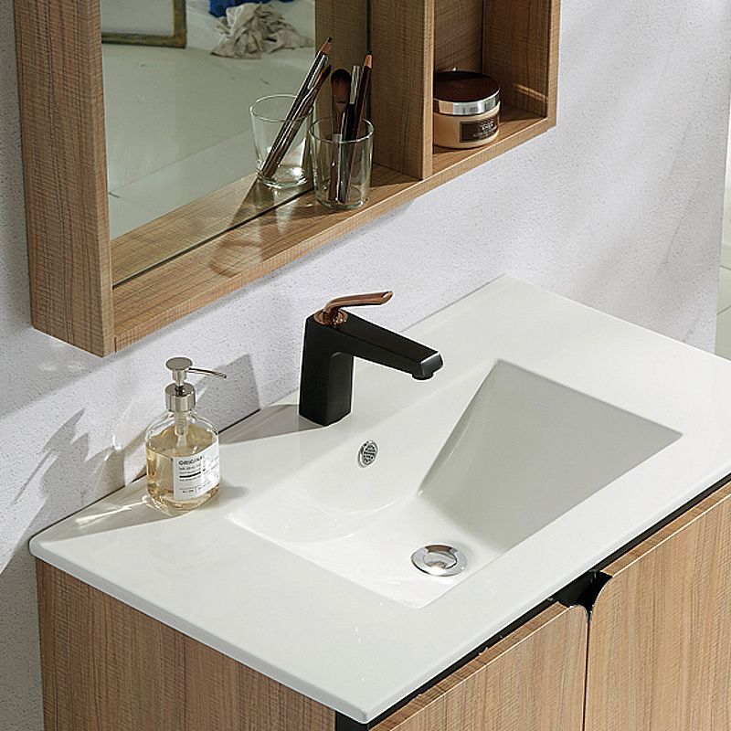 31.9" Natural Floating Bathroom Vanity Integral Ceramic Sink 2Door