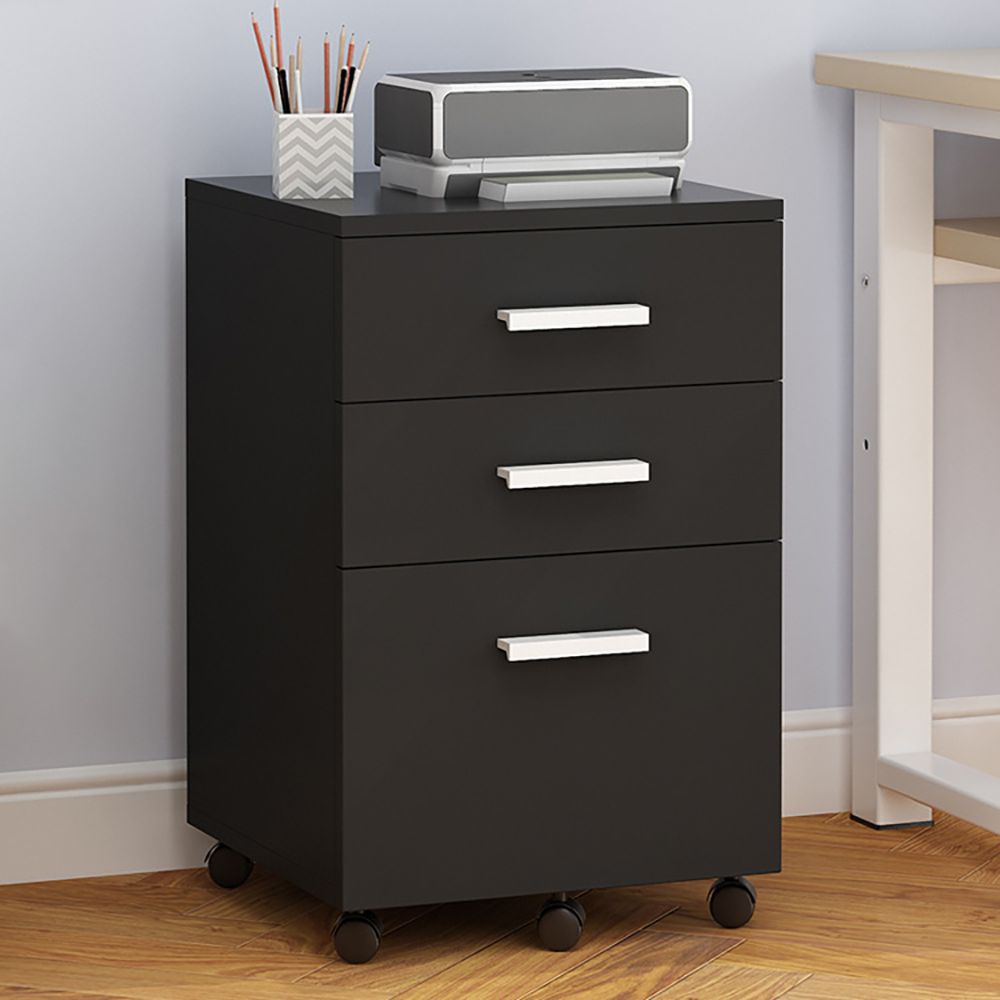 Modern Black File Minimalist 3Drawer Universal Wheels