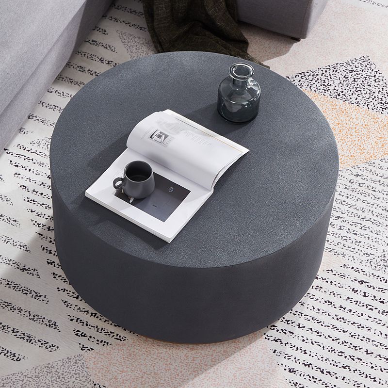 Industrial Coffee Table Round CementLike Coffee Table in Deep Gray