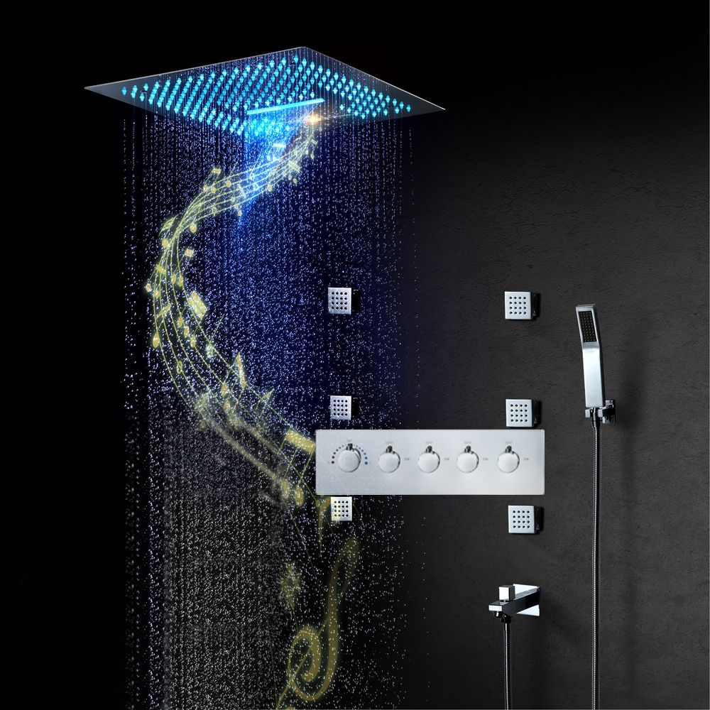 WallMounted 16" Shower System in Polished Chrome 4 Function Thermostatic