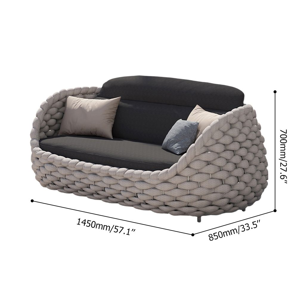 4 Pieces Textilene Rope Woven Outdoor Sectional Sofa Set with