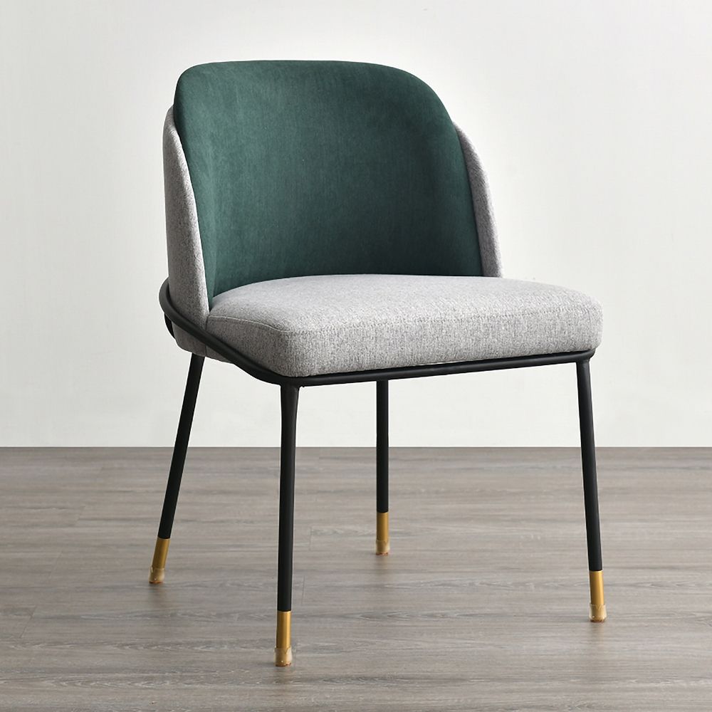 Modern Upholstered Linen Cushion Dining Chair Green Dining Chair with