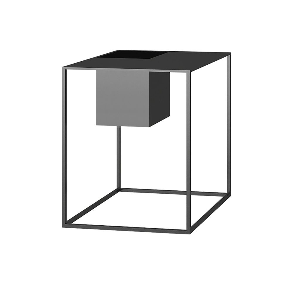 Modenrn Black Metal End Table with Storage Square Side Tables
