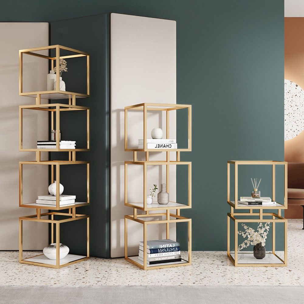 433 Narrow Gold Shelf Metal Tower Display Shelf Cube Bookcase 4482