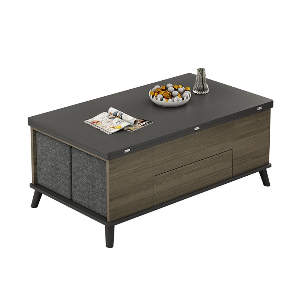 Black Lift Top Convertible Coffee Table with Storage & Drawer Ottomans
