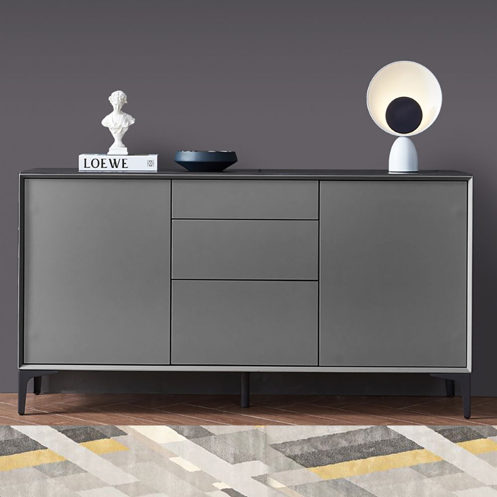 Minimalist Gray Sideboard Buffet Doors & Drawers & Shelves Kitchen