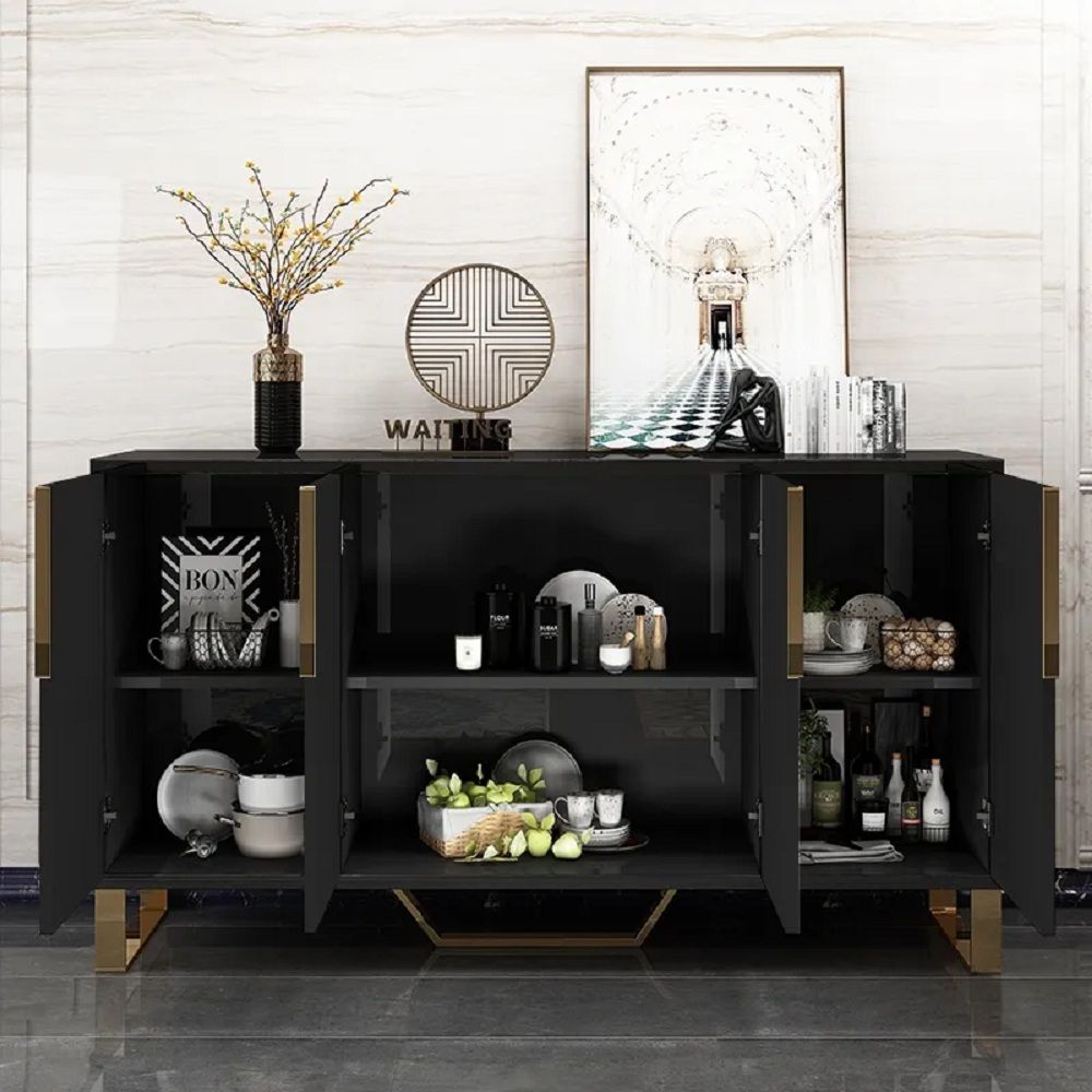 Contemporary 59" Sideboard Buffet 4Door Sideboard Table Kitchen Buffet