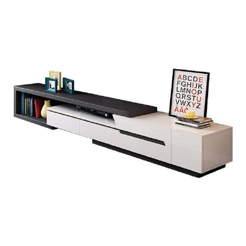Modern Extendable TV Stand Entertainment Cabinet with Storage White