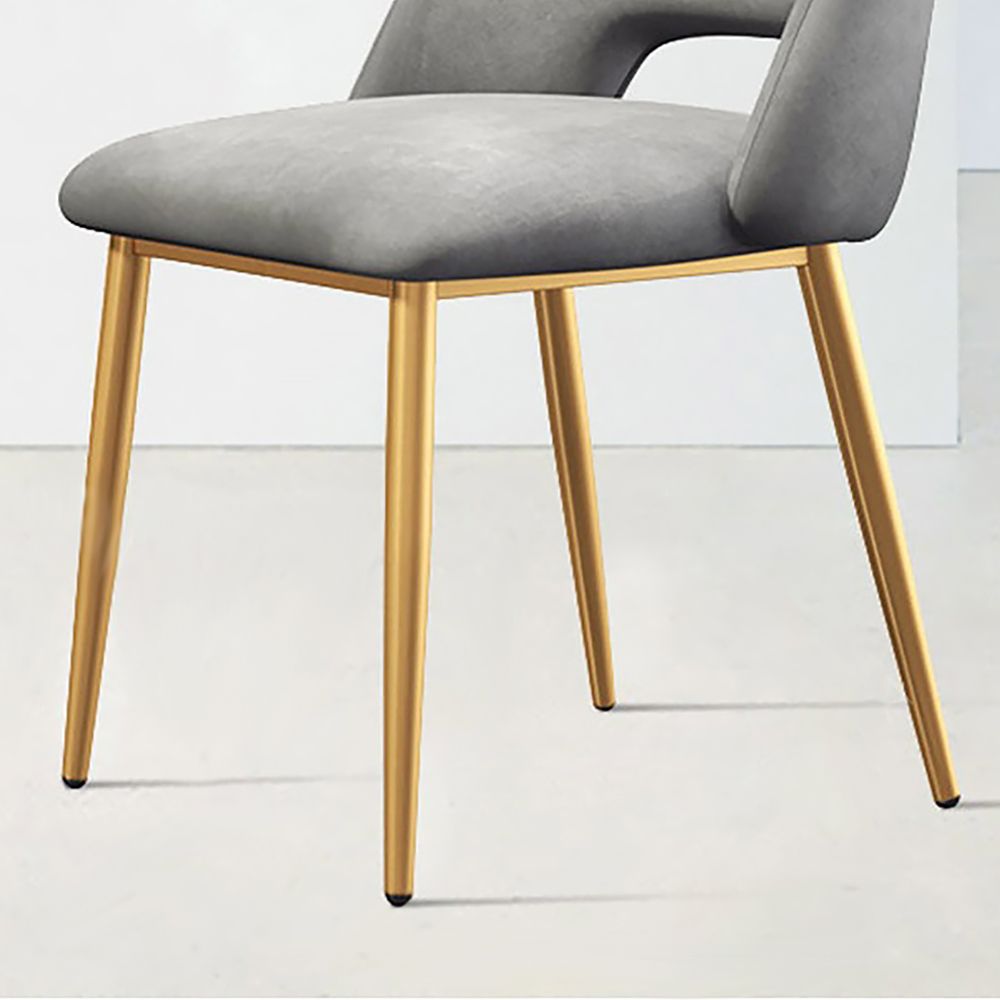 Modern Upholstered Gray Dining Chair with Gold Leg Set of 2