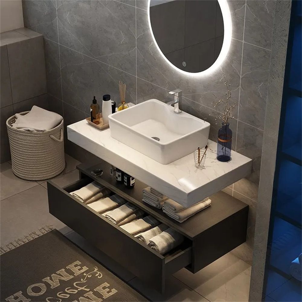 Modern Floating Wall Mount Single Bathroom Vanity Set