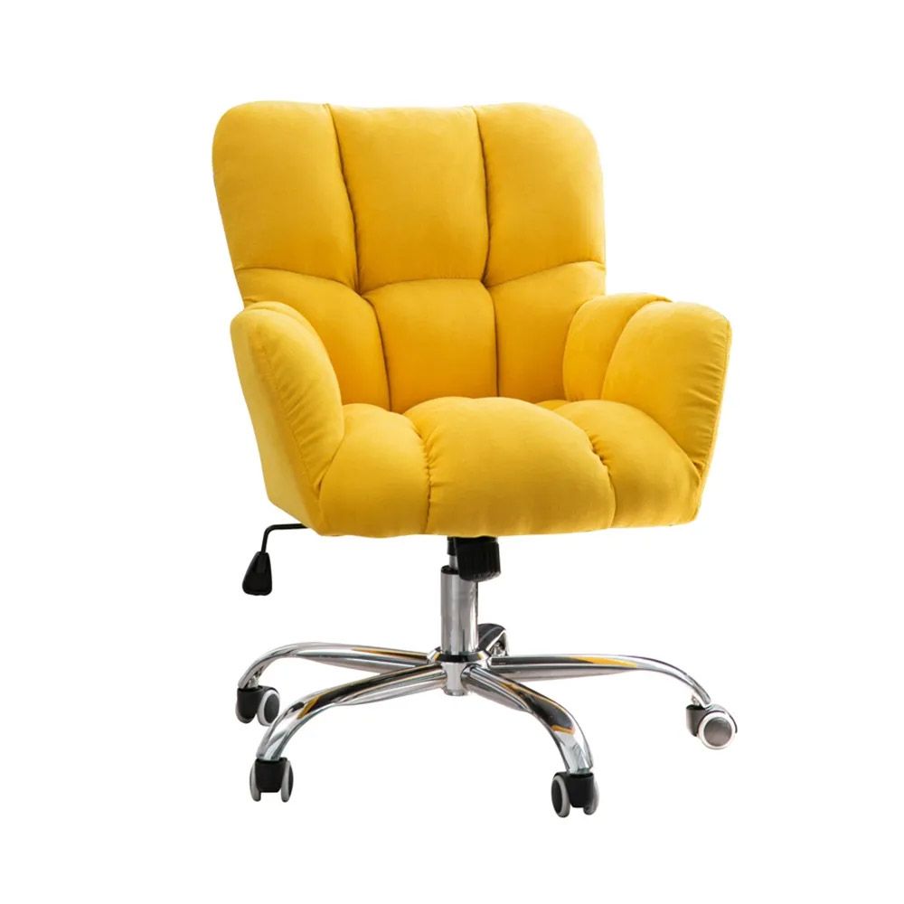 Modern Office Chair Upholstered Cotton & Linen Swivel Task Chair Height