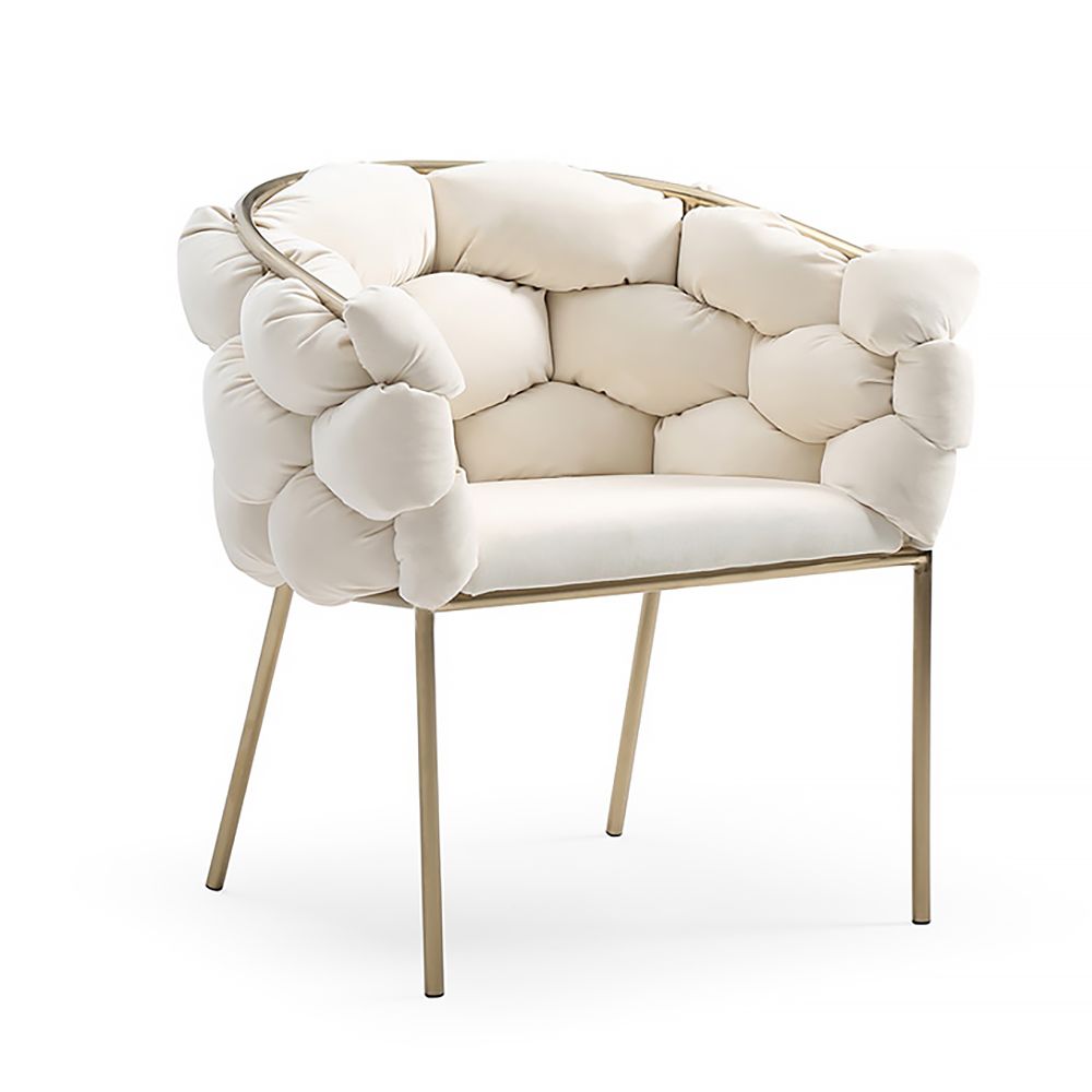 Modern Velvet Accent Chair Beige Upholstered Armchair with