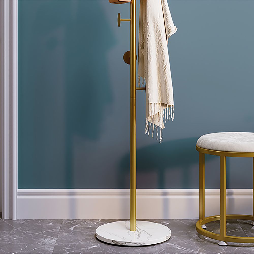 66" Chic Round Hooks Coat Rack with Marble Base