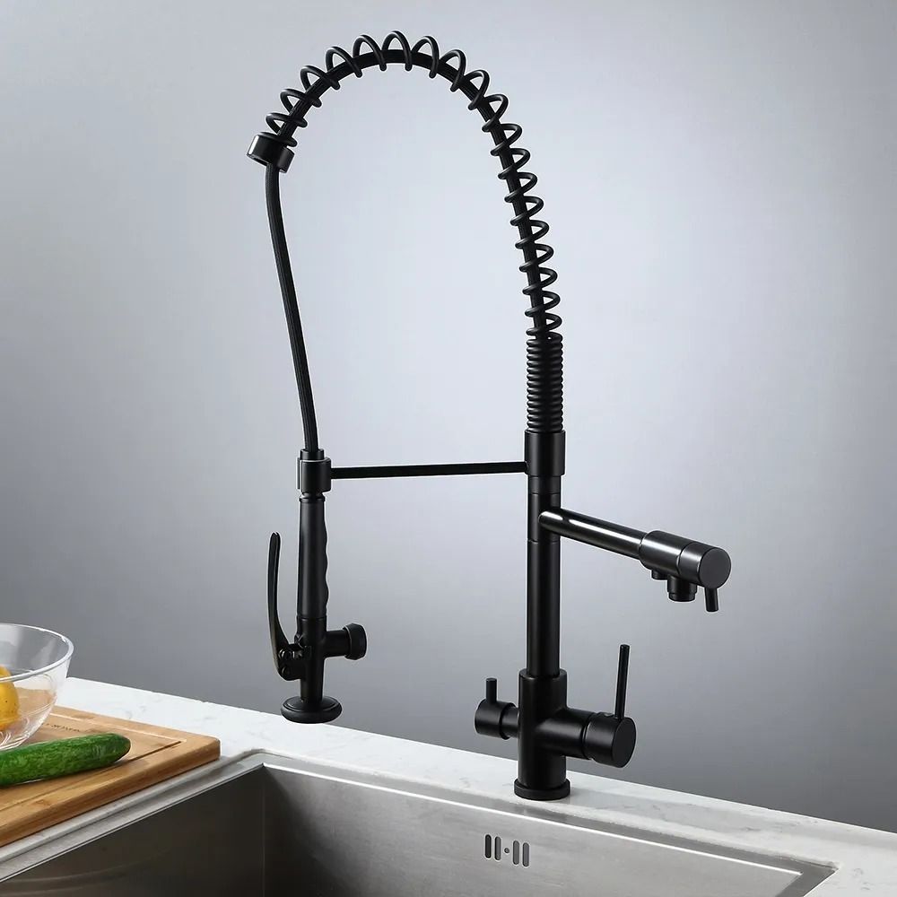 Commercial Pull Down Kitchen Tap with Water Filter & Pot Filler 3 in 1