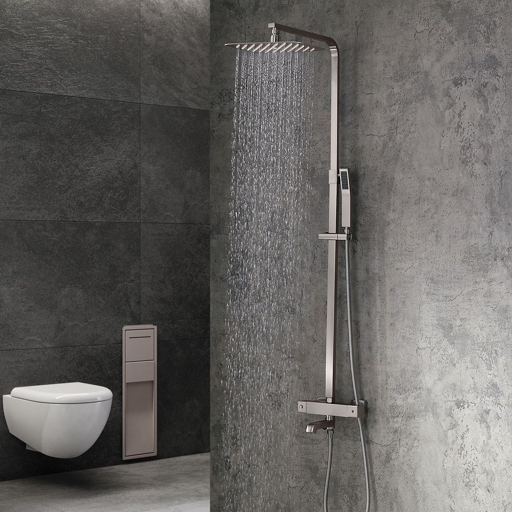 Modern Exposed Thermostastic Shower System Brushed Nickel Hand Shower   De6a7d273b904752bb082fd0fe1e9347 