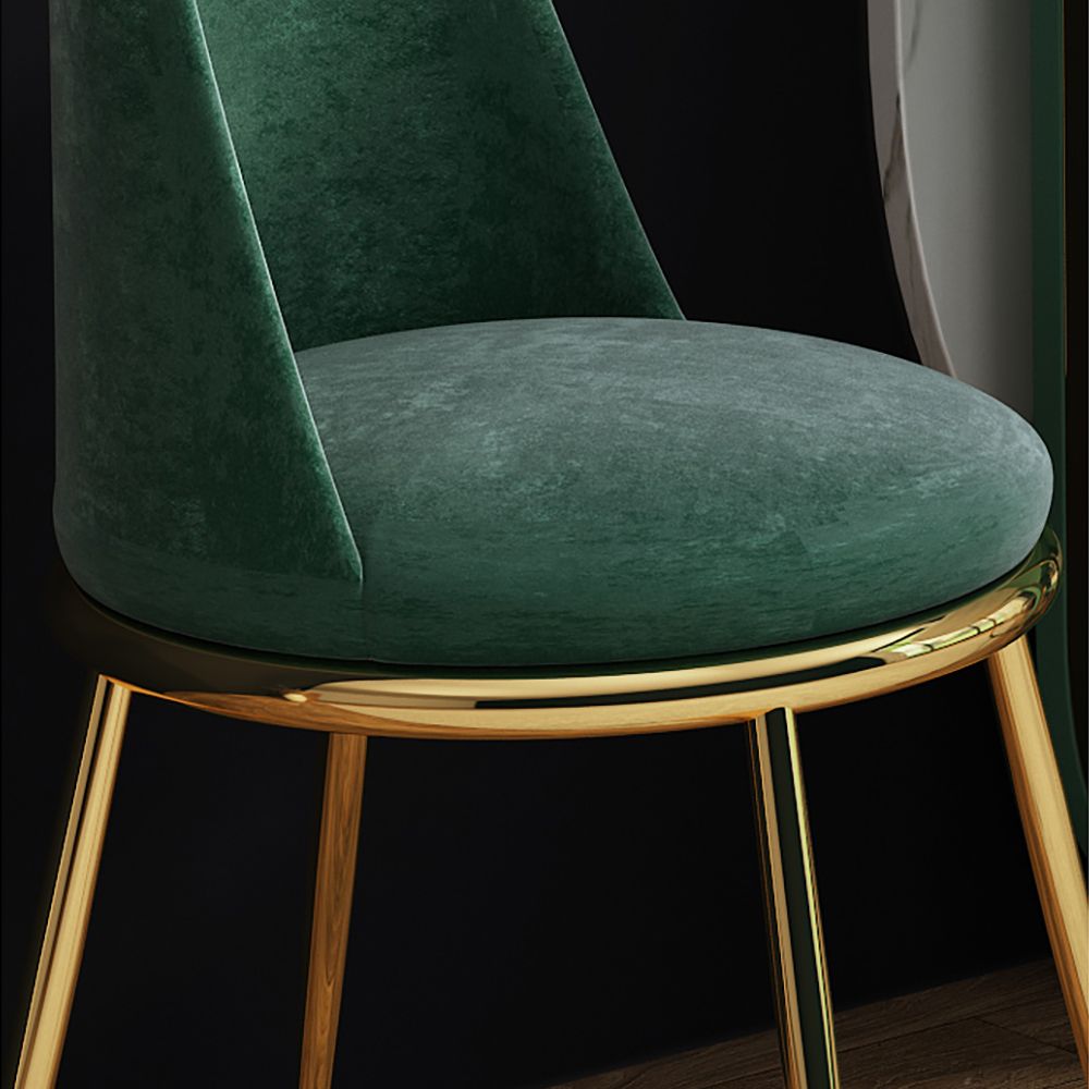 Modern Velvet Dining Chair High Back Upholstered in Gold Legs Dining