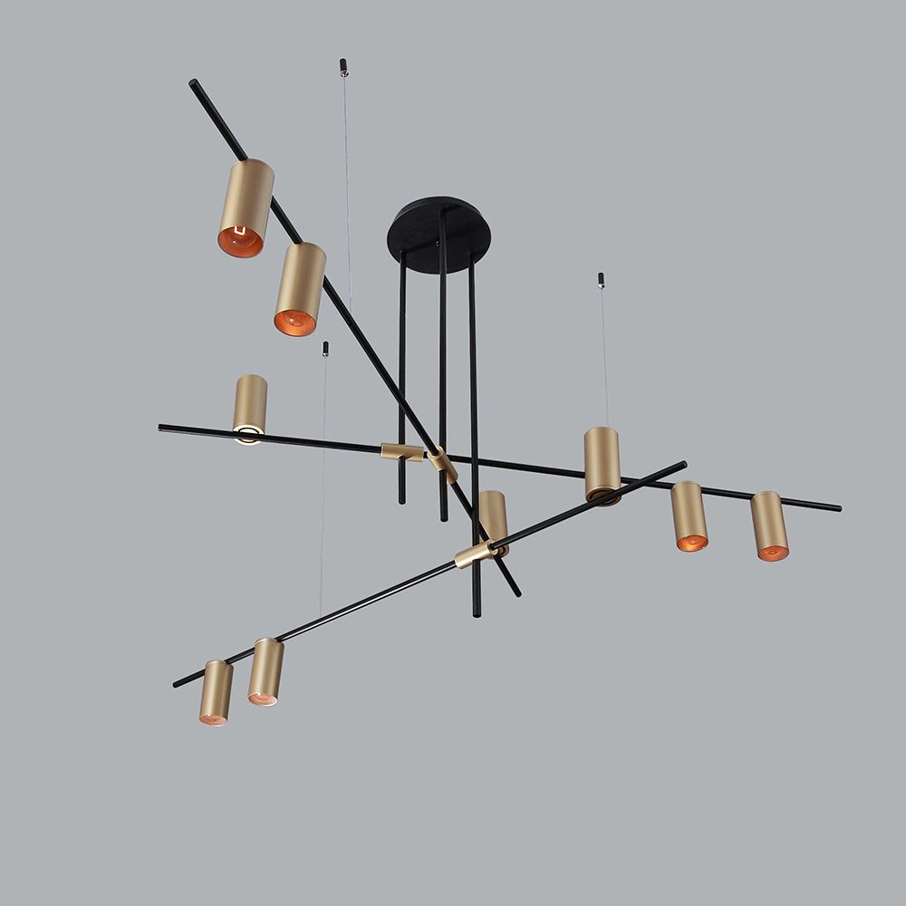 Moderne Beleuchtung Gold Zylinder Metall Verstellbare Schwarz