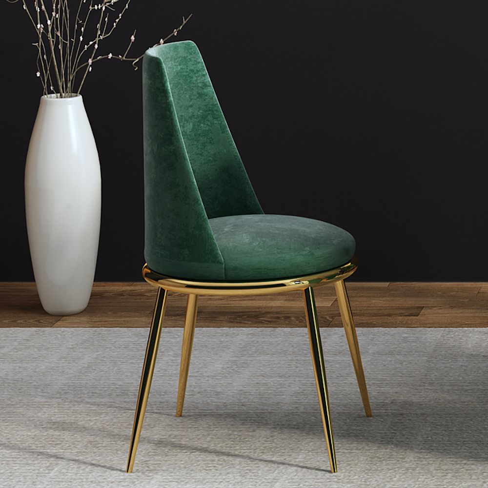 Modern Velvet Dining Chair High Back Upholstered in Gold Legs Dining