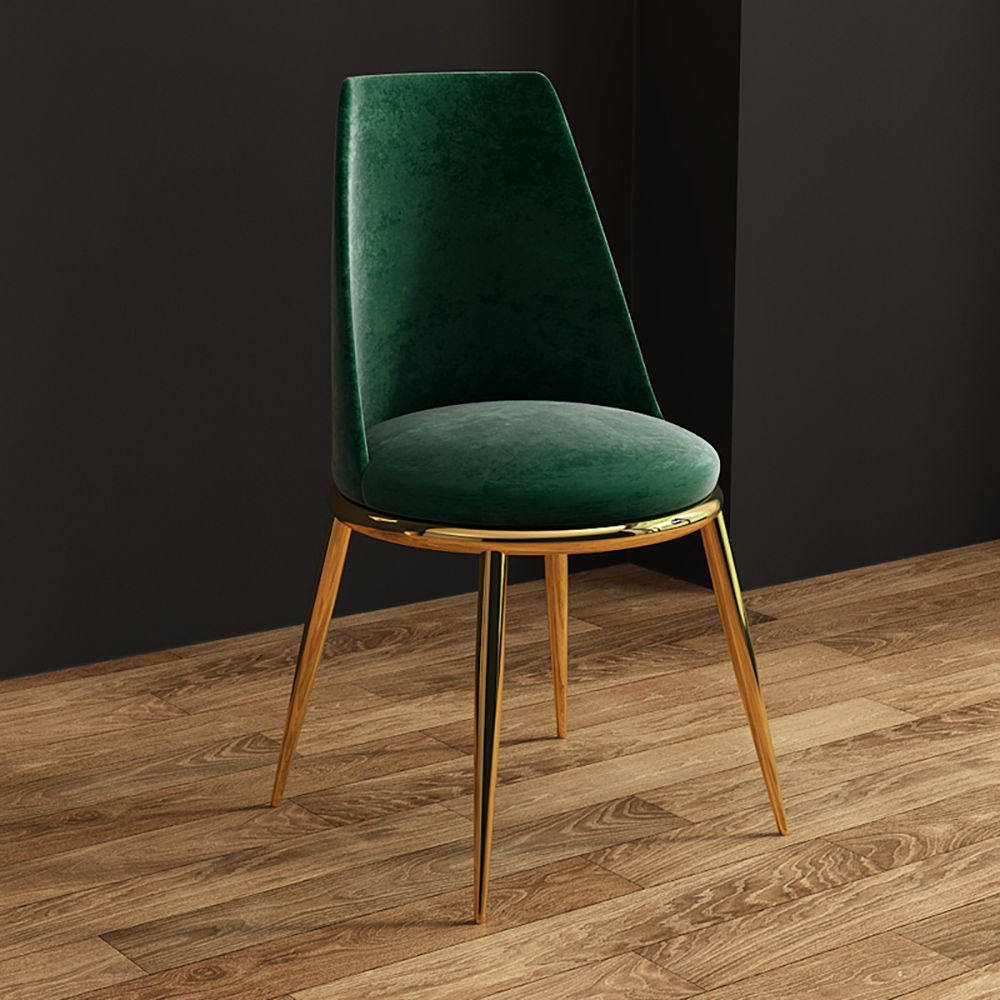 Modern Velvet Dining Chair High Back Upholstered in Gold Legs Dining