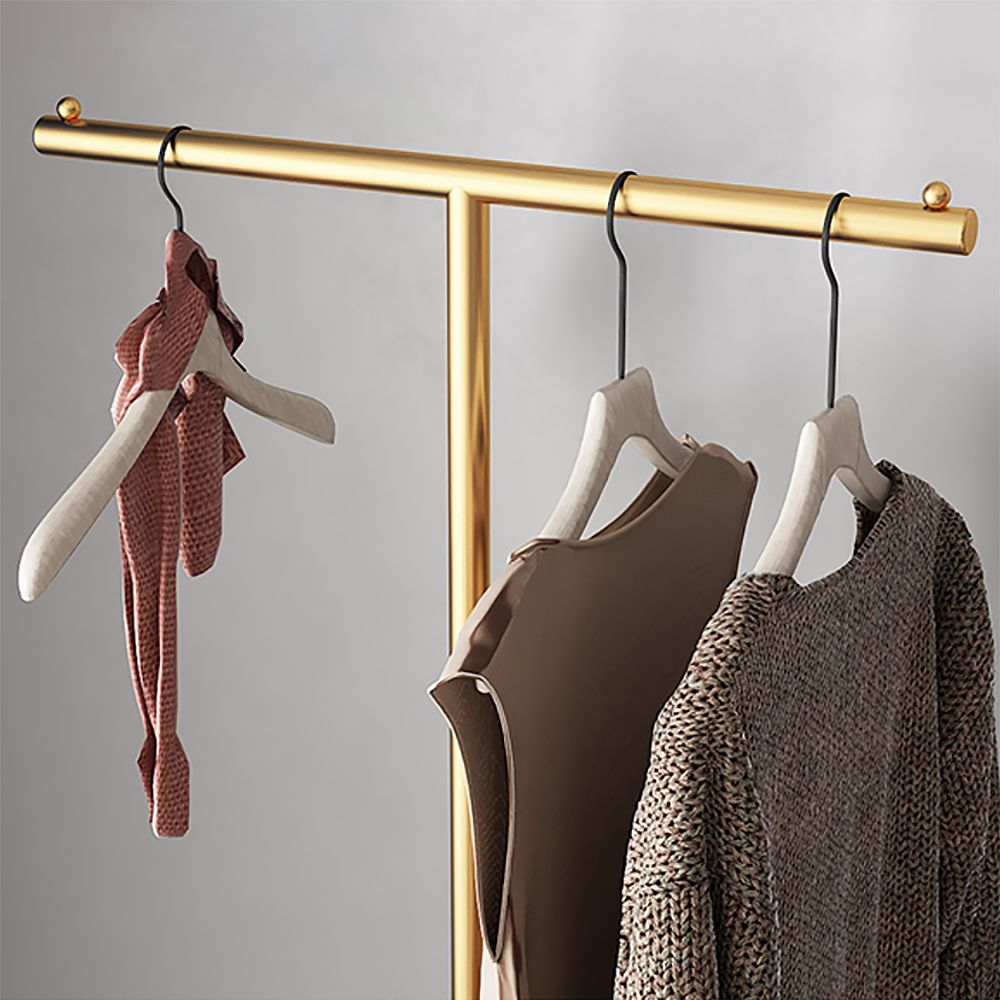 66" Modern Rail Tshape Cloth Rack in Gold with Marble Base