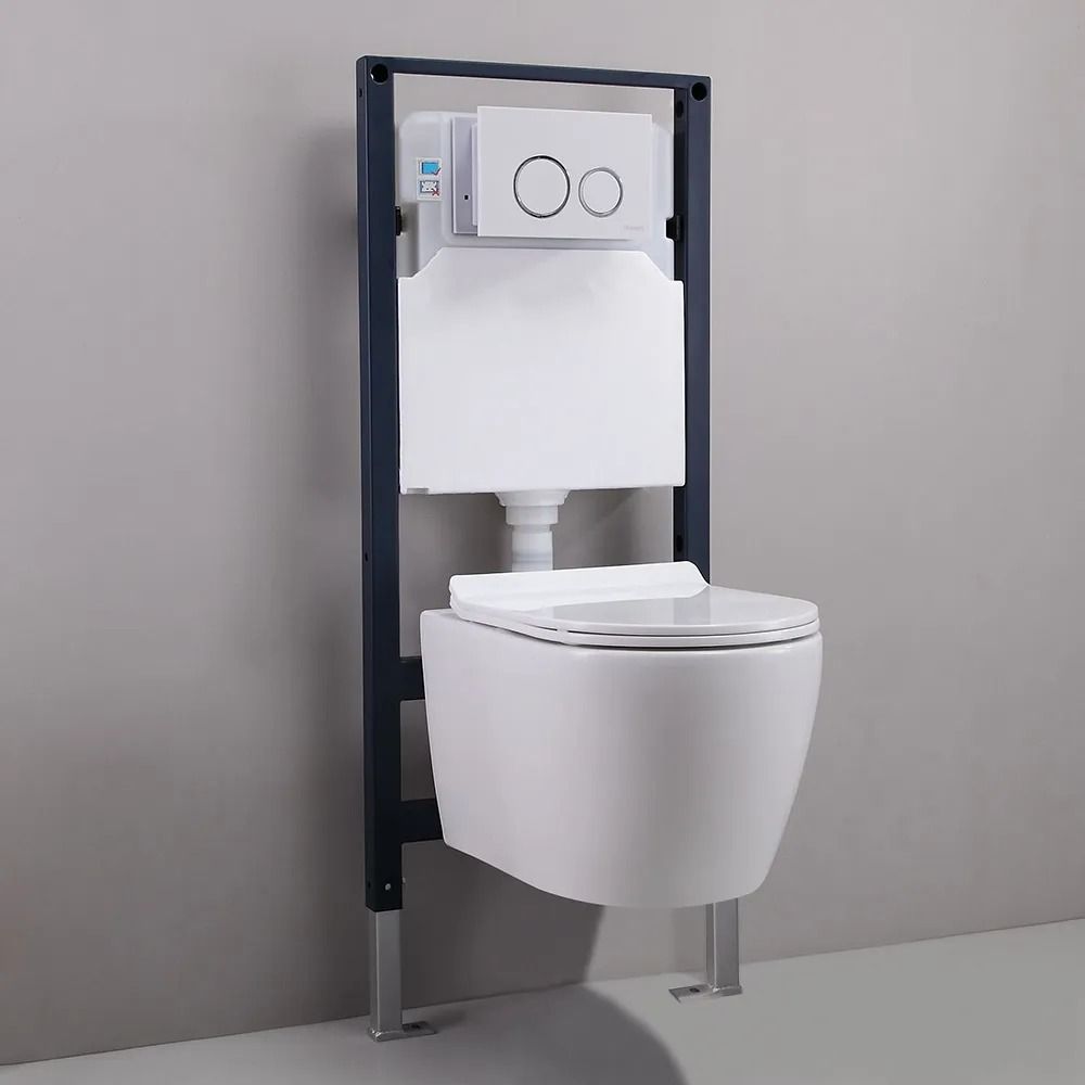 Modern 1.1/1.6 GPF Dual Flush Elongated Wall Hung Toilet with In-Wall ...
