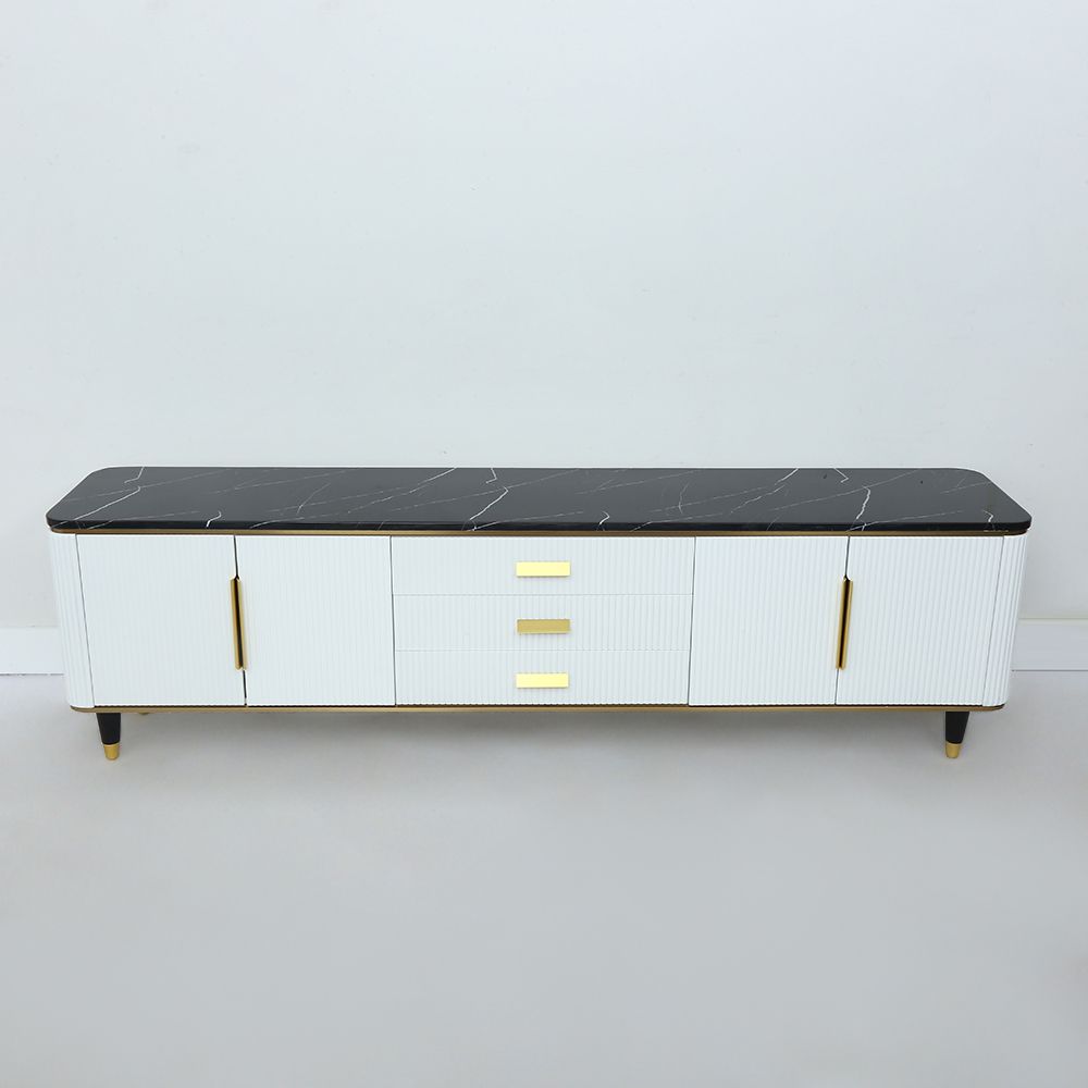 78.7" Modern TV Stand Black&White Marble Top TV Console with 2 Hinged