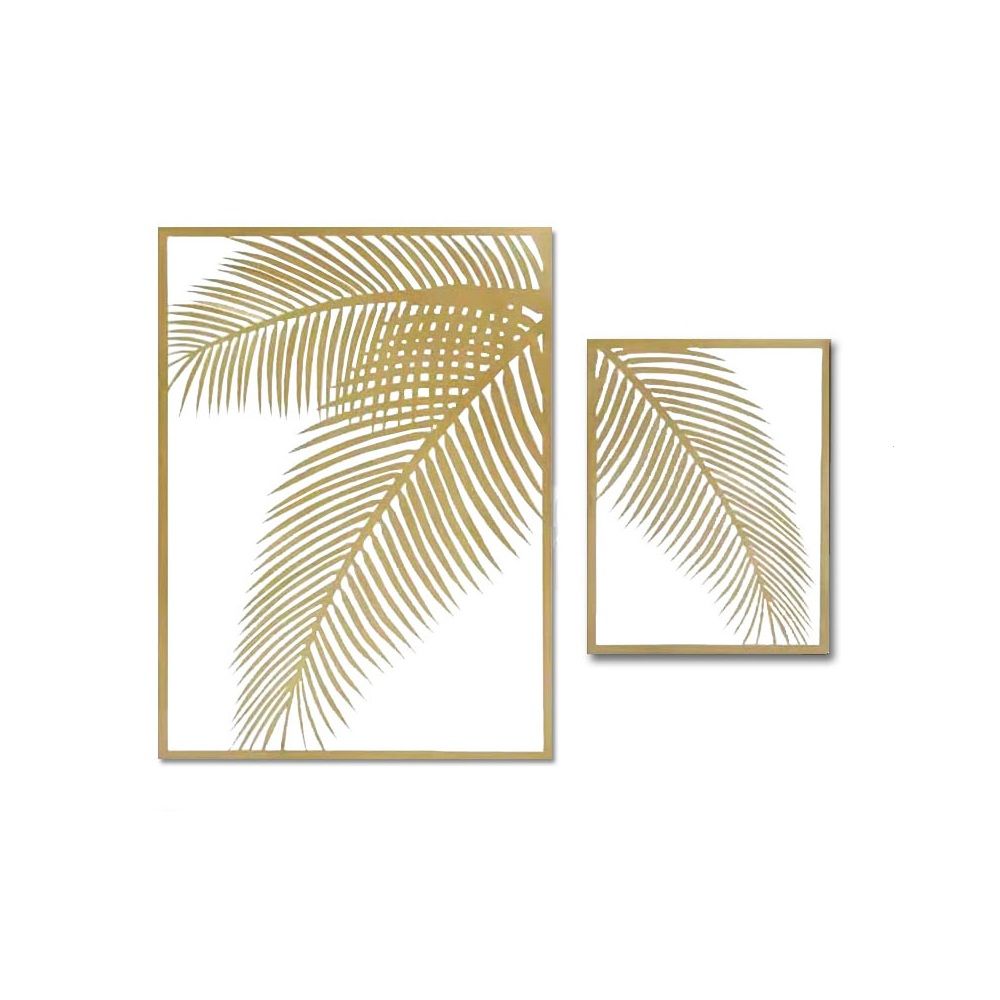 2 Pieces Metal Palm Leaf Gold Wall Decor Home Art Set