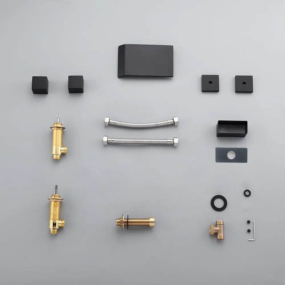 Moda Mattschwarz Wasserfall 3 Löcher Badezimmer-Waschtischarmatur