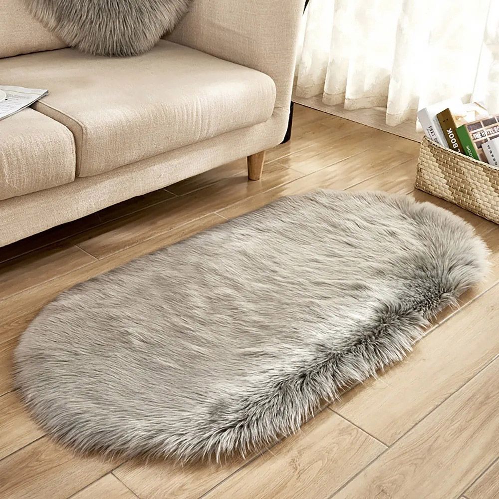 Modern White Faux Fur Sheepskin Living Room Area Rug 3 X 6