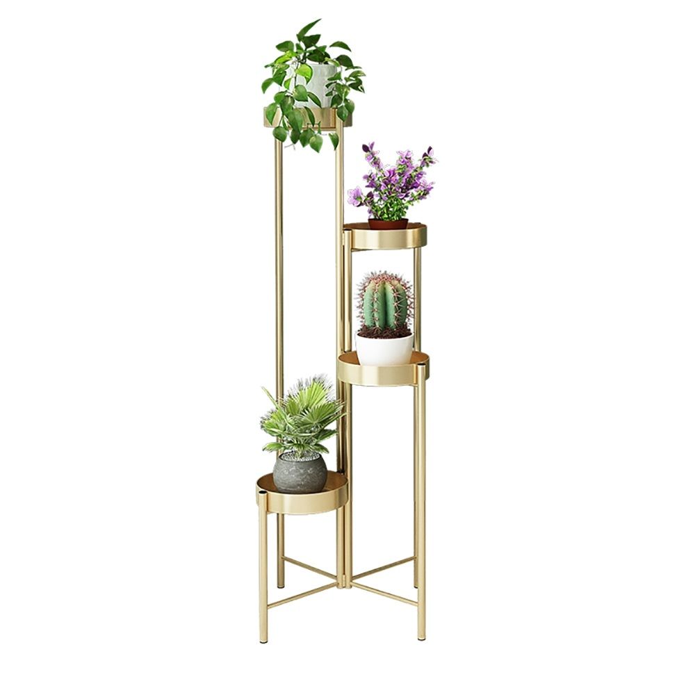 Luxury Contemporary Standing Plant Stand In Gold-large