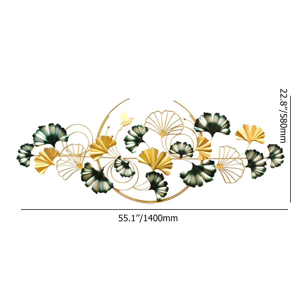 55.1" x 22.8" Metal Ginkgo Leaves Wall Decor Creative Home Art