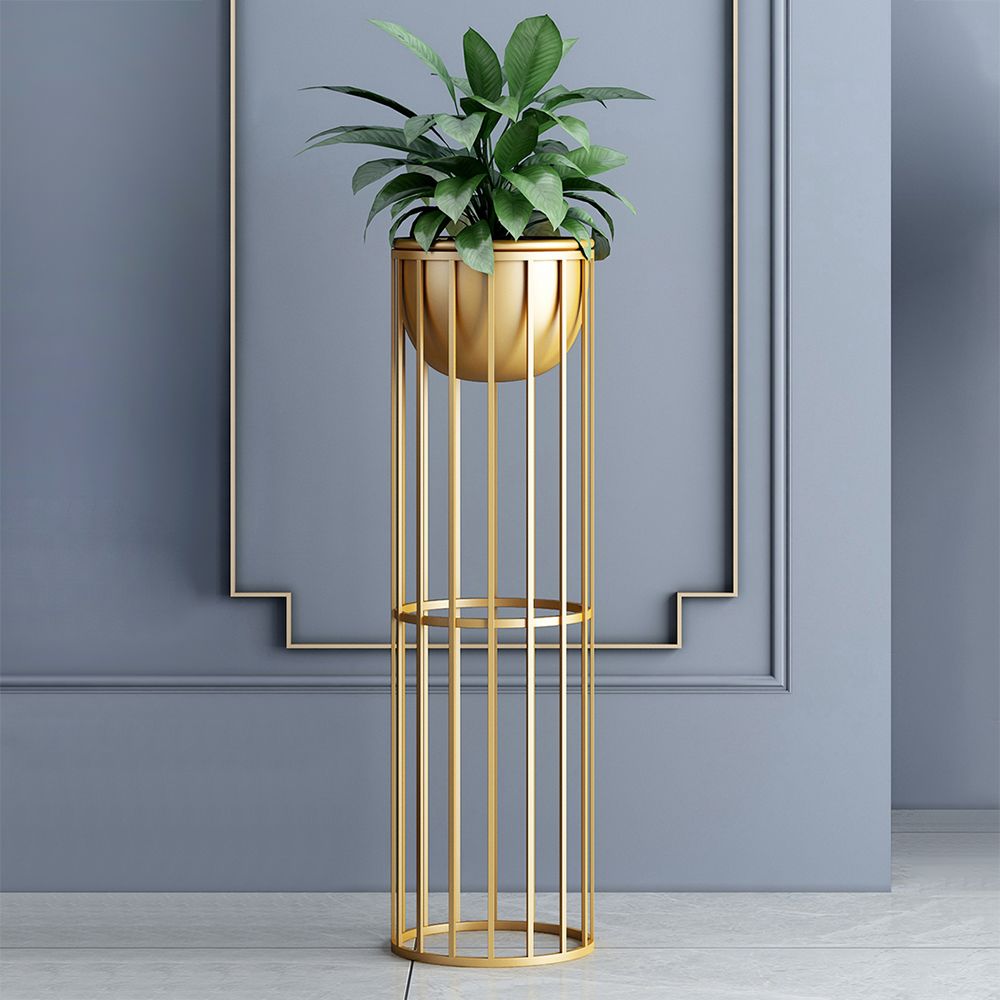 Gold Plant Pot Modern Planter with Gold Stand for Indoor&Outdoor Metal