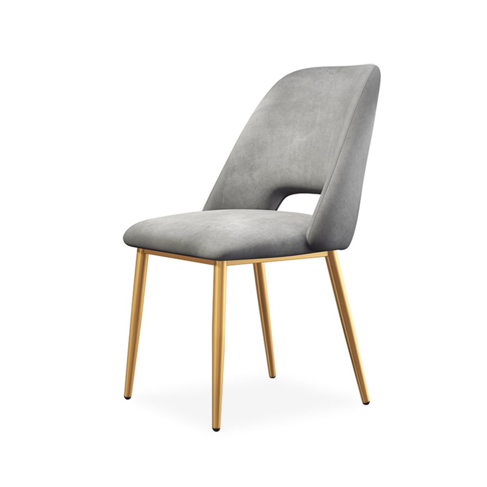 Modern Upholstered Gray Dining Chair with Gold Leg Set of 2