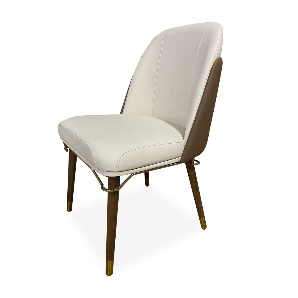 Modern Beige & Coffee PU Leather Upholstered Armless Dining Chair