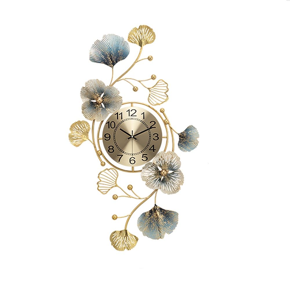 3d Light Luxury Creative Metal Ginkgo Leaves Artistic Wall Clock Home Decor Art 9380