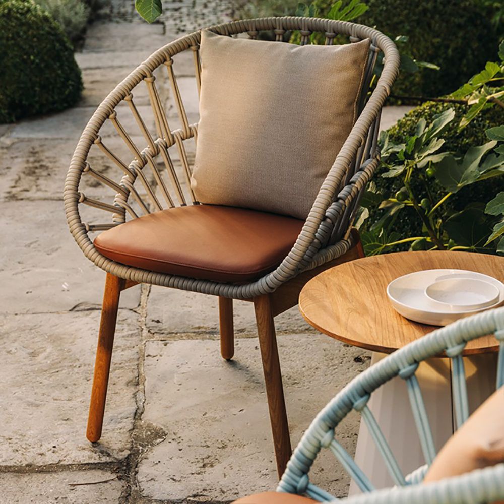 Gray Rattan Side Chair Accent Chair with 4 Solid Wood Legs
