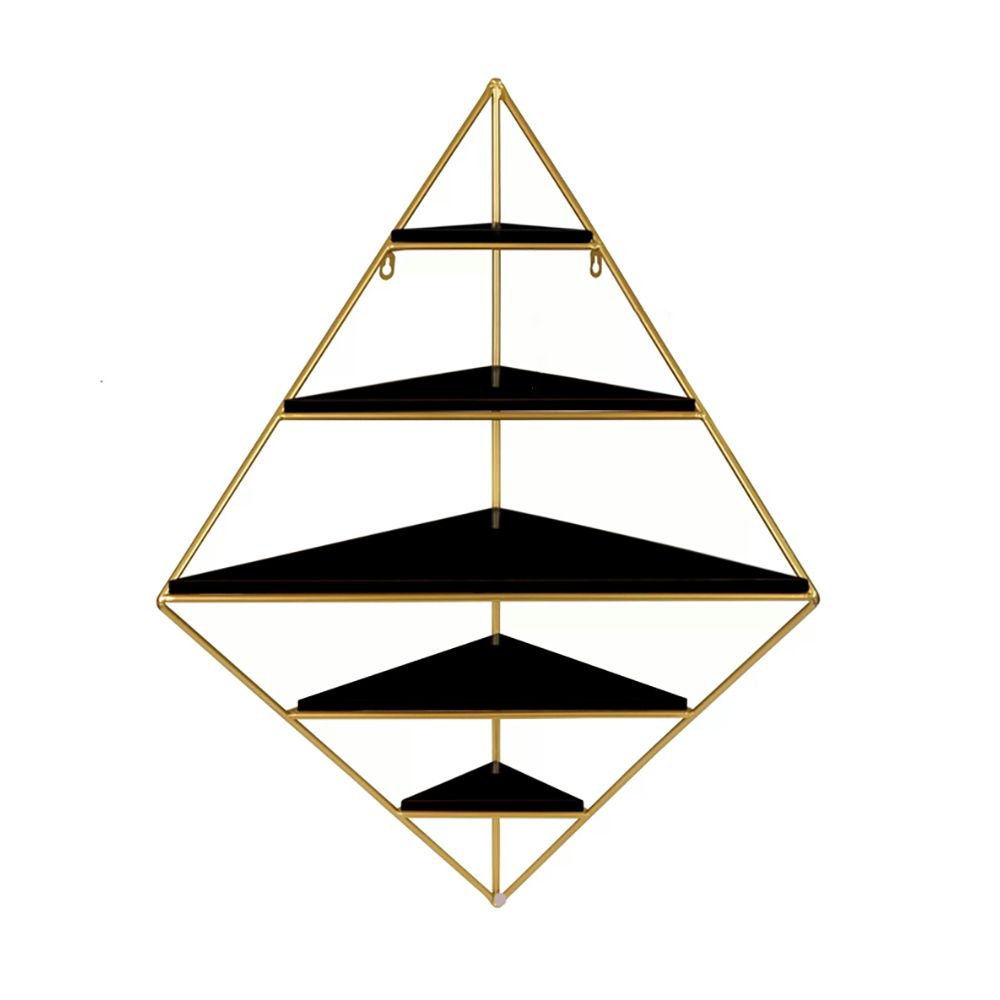 Modern Wall Mounted Corner Floating Shelving in Gold & Black