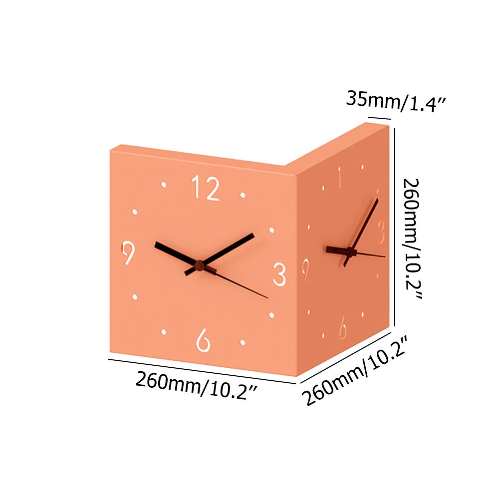 Modern Minimalist Style 3D DoubleSided Square Metal Corner Wall Clock