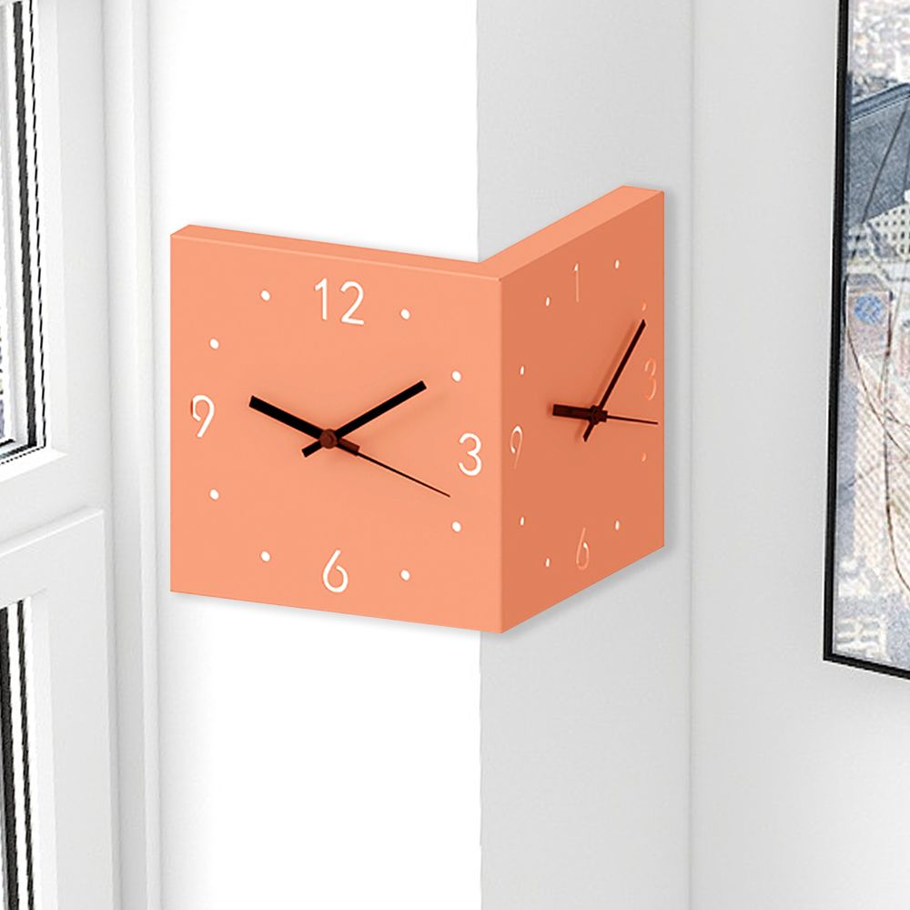Modern Minimalist Style 3D DoubleSided Square Metal Corner Wall Clock