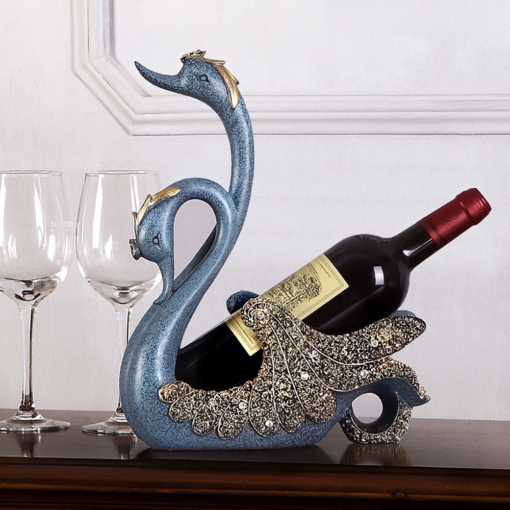 Nordic Unique Swan Wine Rack Storage in Resin