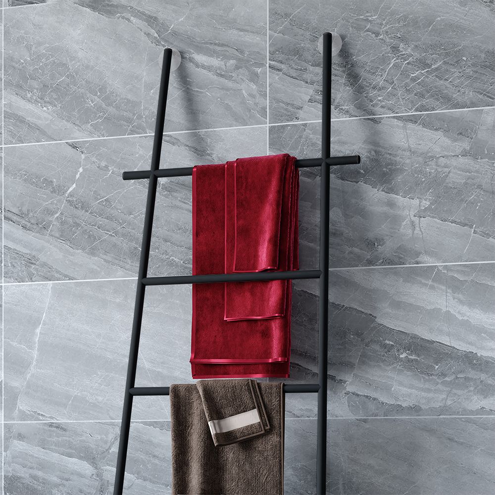 Black Modern Freestanding Bath Ladder Storage Towel Rack