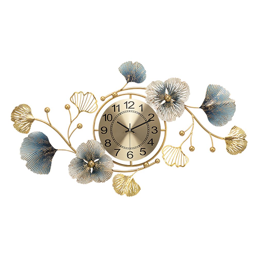 3D Light Luxury Creative Metal Ginkgo Leaves Artistic Wall Clock Home