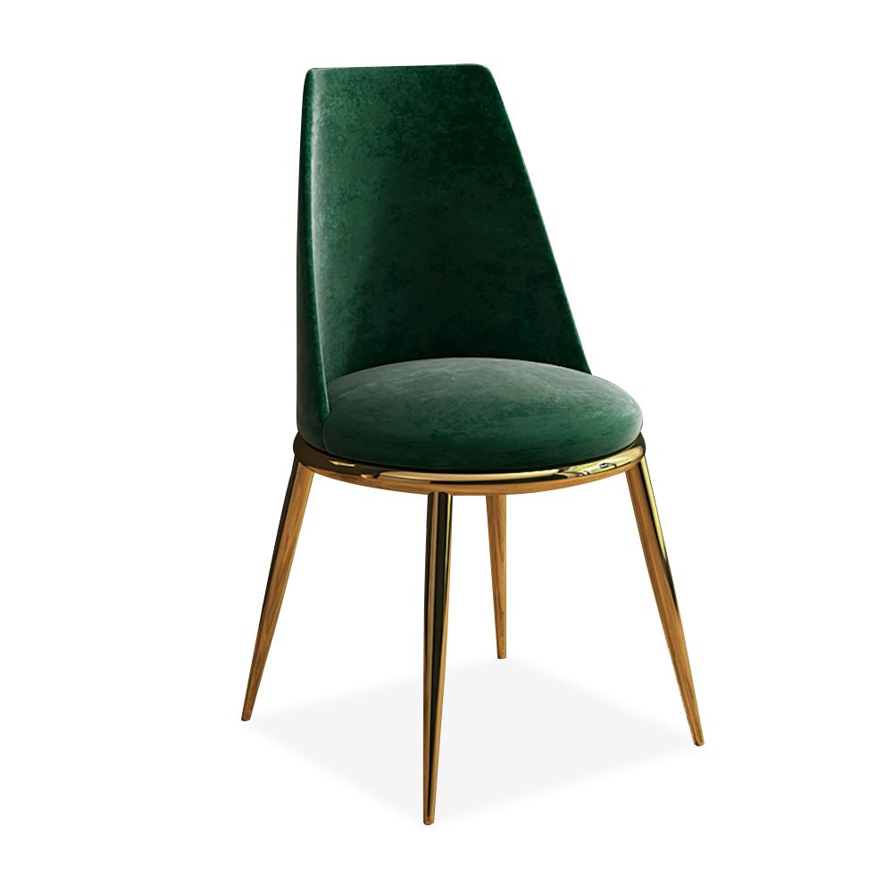 Modern Velvet Dining Chair High Back Upholstered in Gold Legs Dining