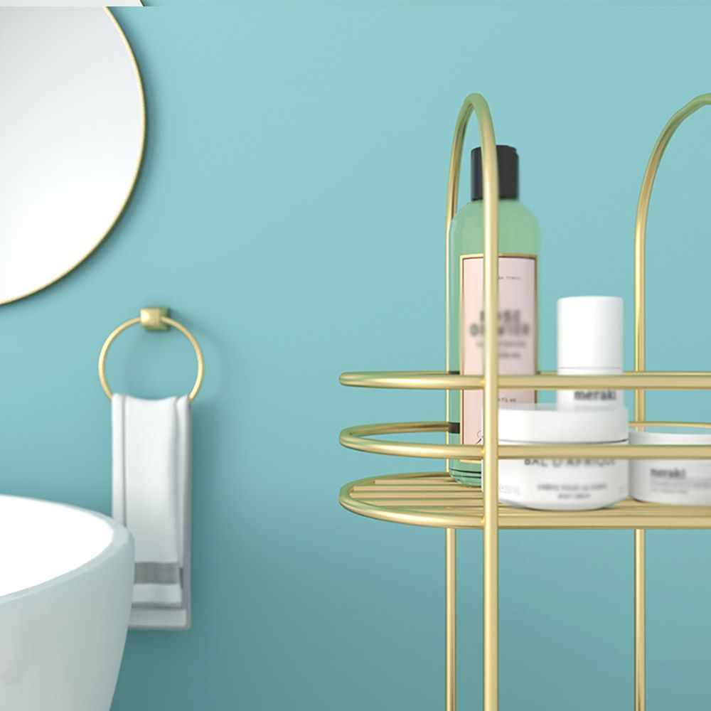 3 Tiers Gold Freestanding Storage Bathroom Shelves with Handles